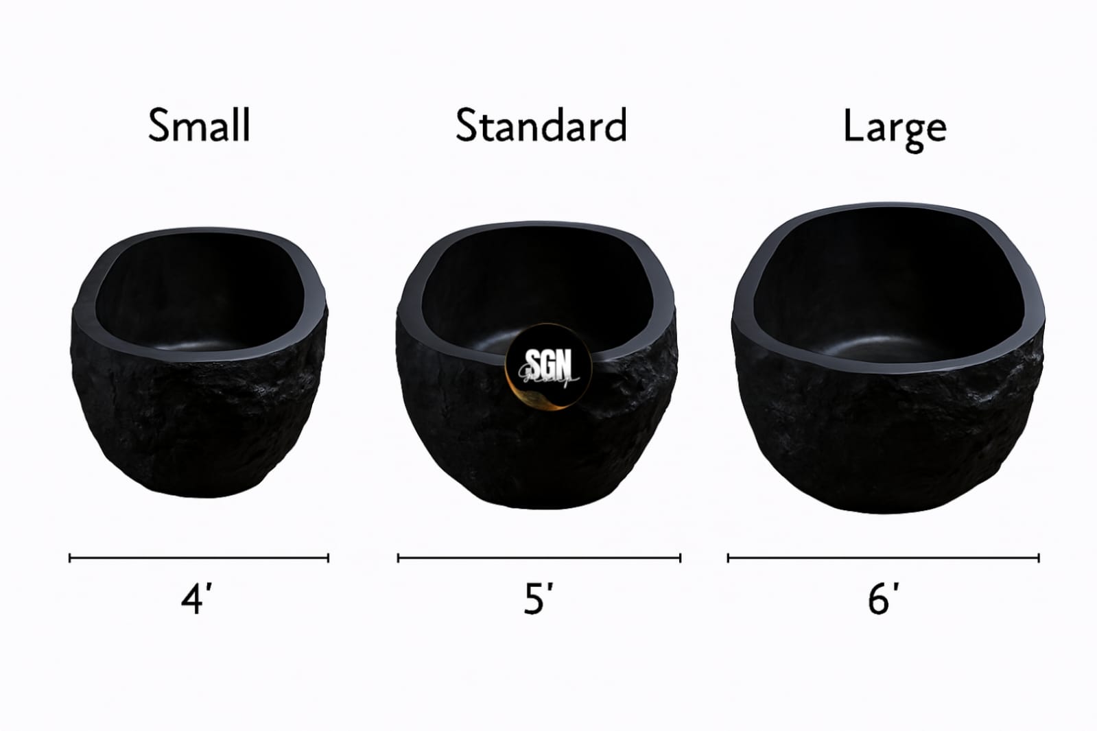 Polished black marble bath tub with smooth finish and modern silhouette