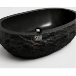Premium black marble bathtub with polished finish for luxury bathroom interiors
