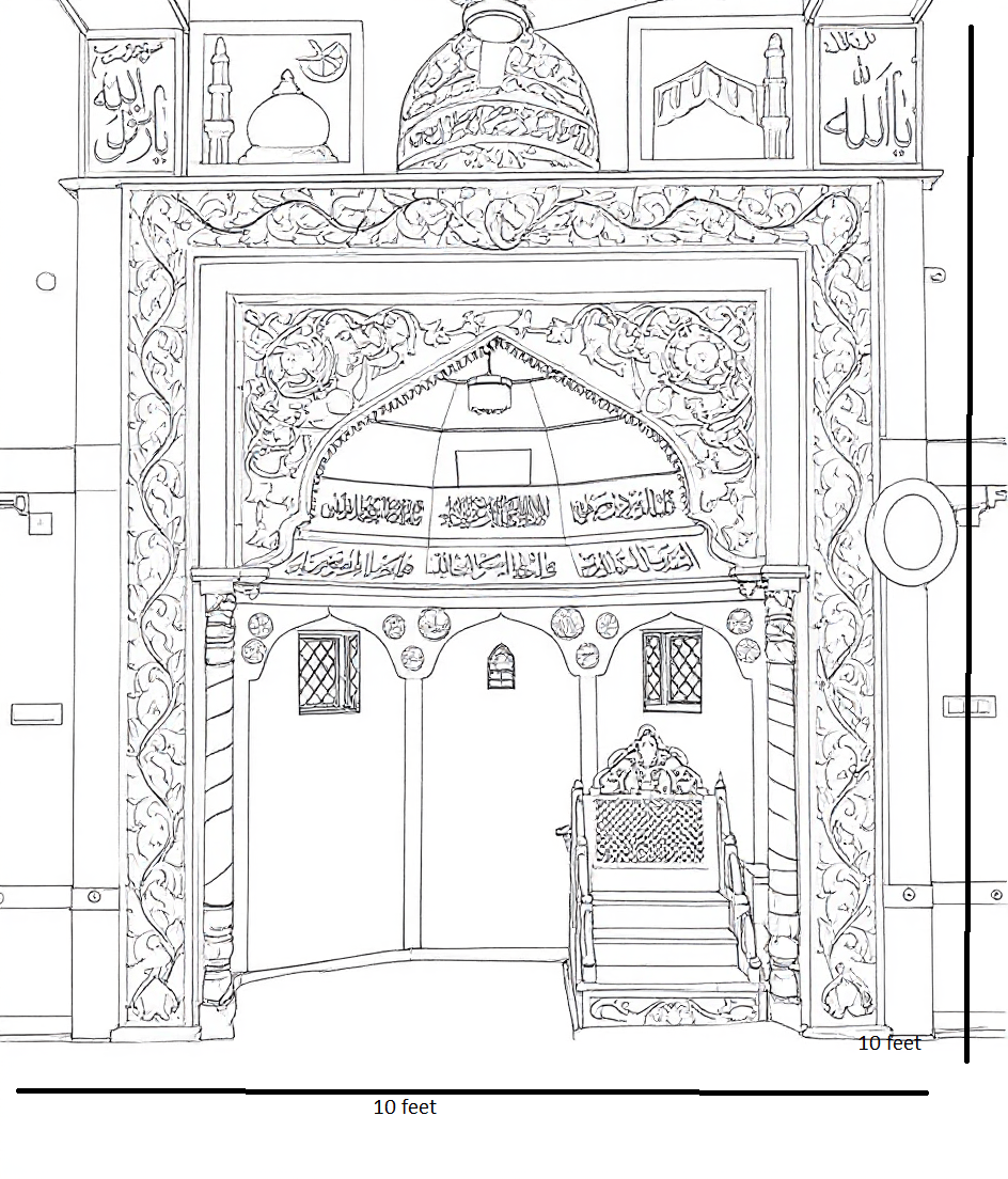 masjid qibla mimber drawing
