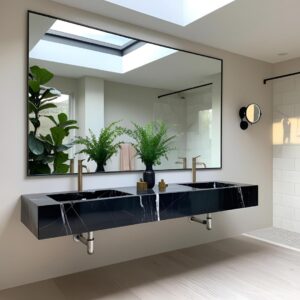 black floating sink