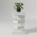 Side Table in Marble | Decorative Stacked Book Table in Marble