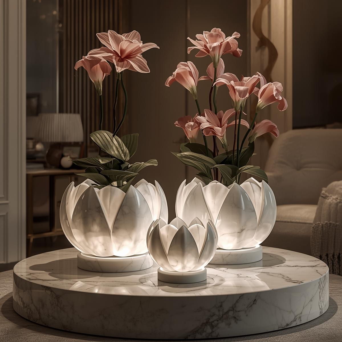 marble bowl in lotus shape for decoration