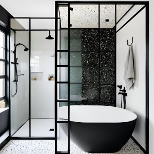 black-framed glass shower C